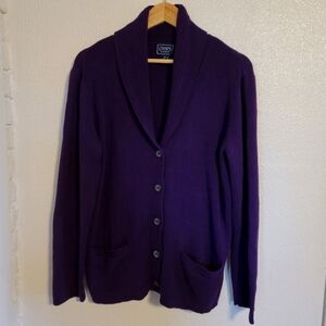 Ralph Lauren Chaps Classics Pleated Back Button Down Cardigan Dark Purple sz 1X